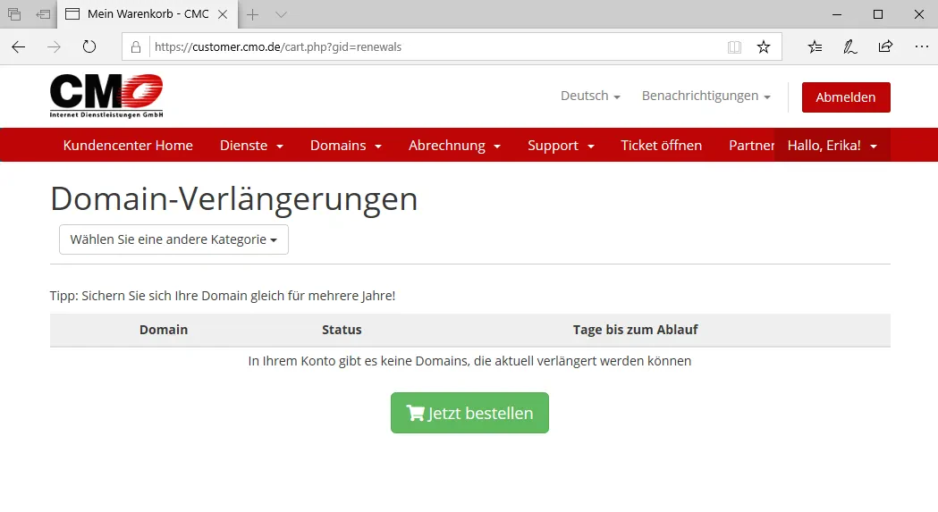 5-kb-domain verlängerung