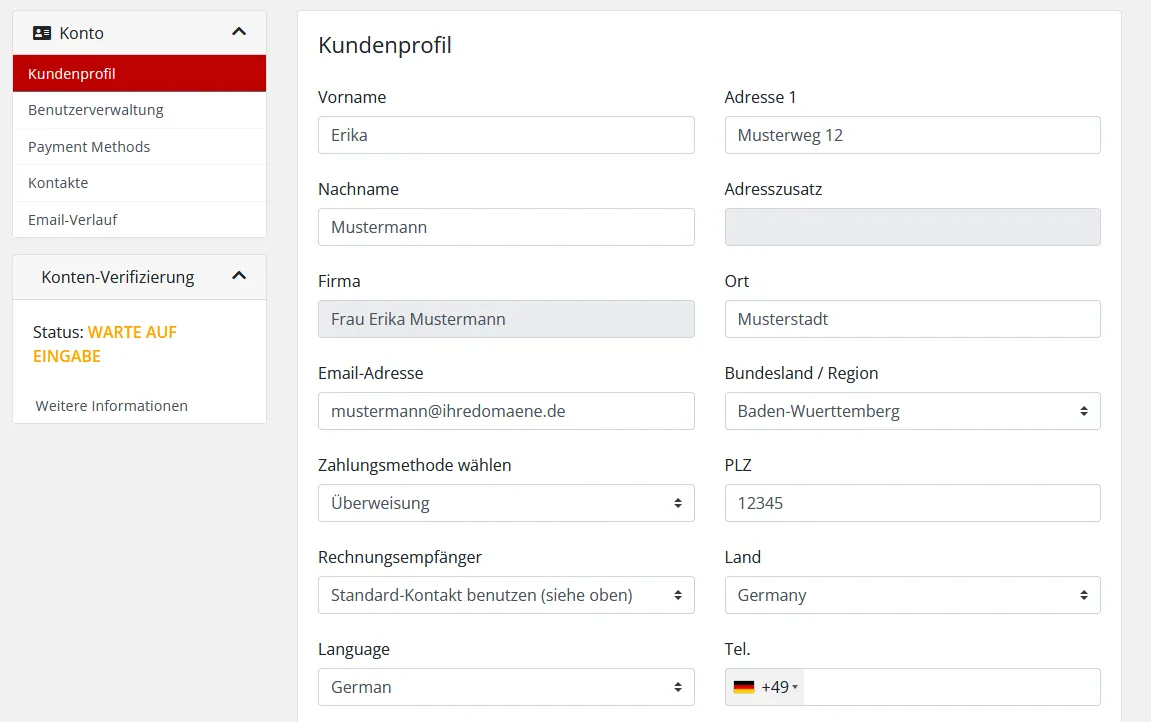 Übersicht des Kundenprofils