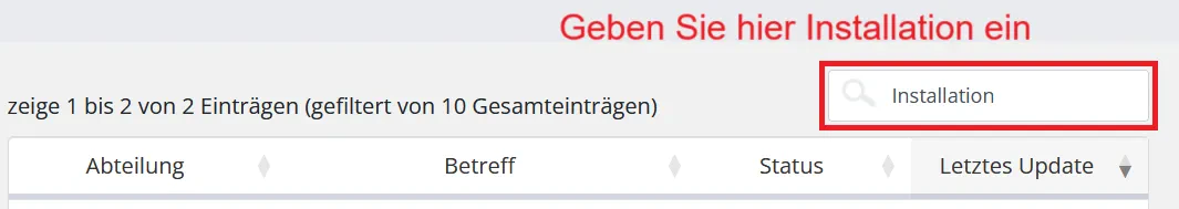 Geben Sie in der Suchleiste