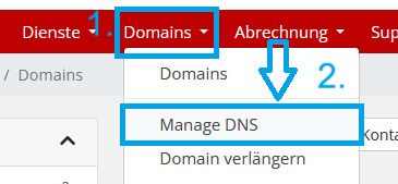 Öffnen Sie die CMO DNS-Verwaltung Ihrer Domain