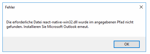 Fehlermeldung zu react-native-win32.dll